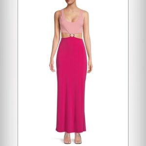 NWT Alice + Olivia Arizona Pink Cutout O-Ring Maxi Dress Size 8